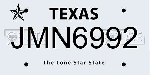 JMN6992 Texas License Plate
