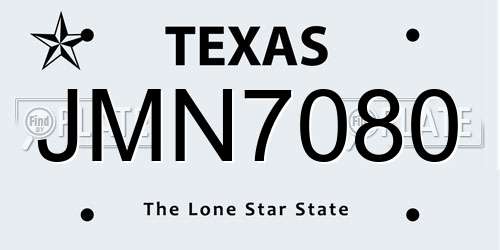 JMN7080 Texas License Plate