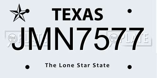 JMN7577 Texas License Plate