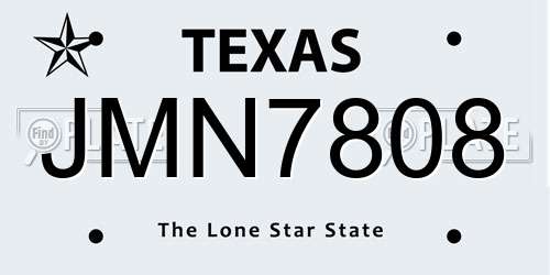 JMN7808 Texas License Plate
