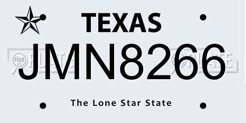 JMN8266 Texas License Plate