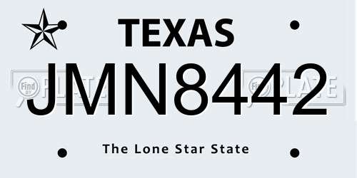 JMN8442 Texas License Plate