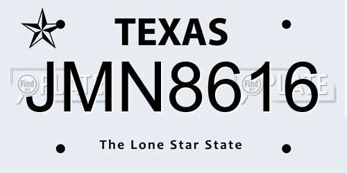 JMN8616 Texas License Plate