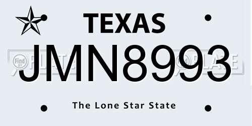 JMN8993 Texas License Plate