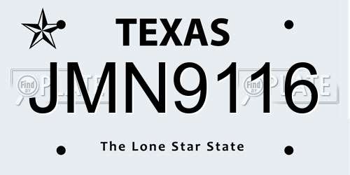JMN9116 Texas License Plate