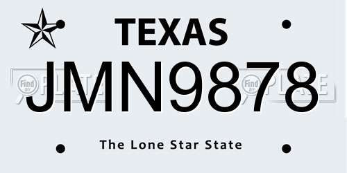 JMN9878 Texas License Plate