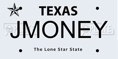 JMONEY Texas License Plate