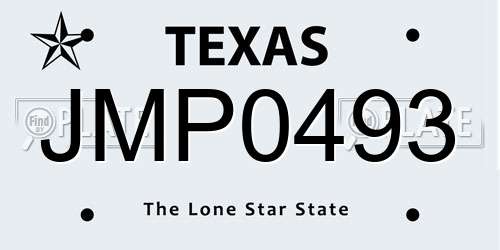 JMP0493 Texas License Plate