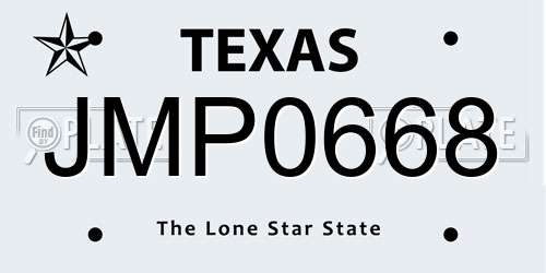 JMP0668 Texas License Plate
