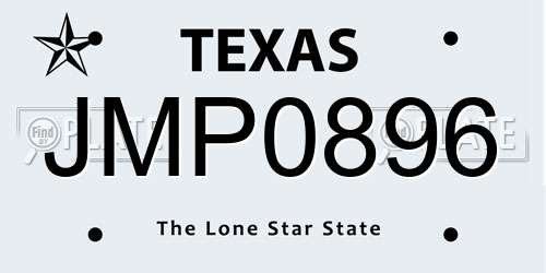 JMP0896 Texas License Plate