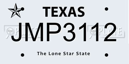 JMP3112 Texas License Plate
