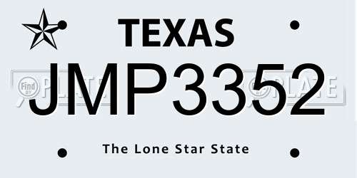 JMP3352 Texas License Plate