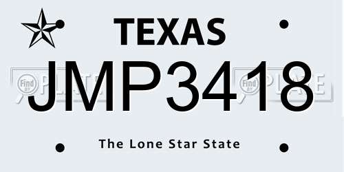 JMP3418 Texas License Plate