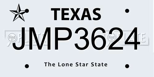 JMP3624 Texas License Plate