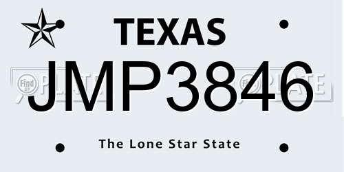 JMP3846 Texas License Plate