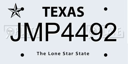 JMP4492 Texas License Plate