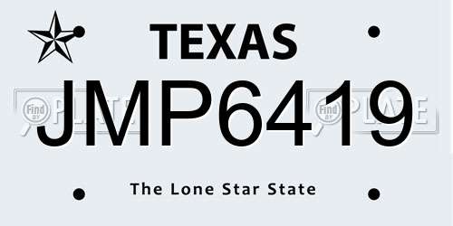 JMP6419 Texas License Plate