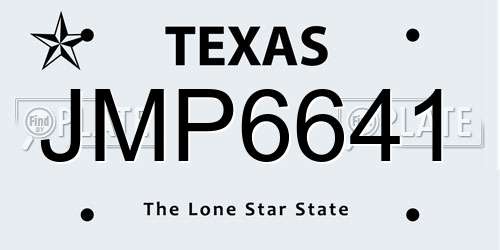 JMP6641 Texas License Plate