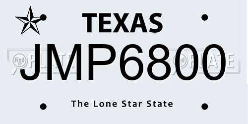 JMP6800 Texas License Plate