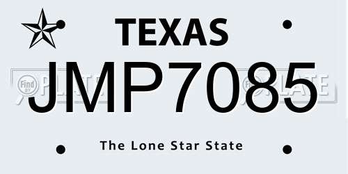 JMP7085 Texas License Plate