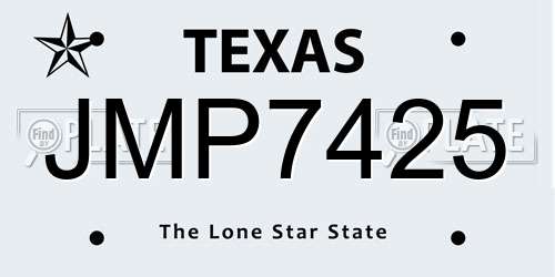 JMP7425 Texas License Plate