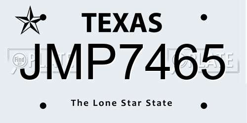 JMP7465 Texas License Plate