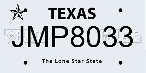 JMP8033 Texas License Plate