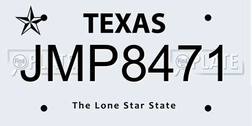 JMP8471 Texas License Plate