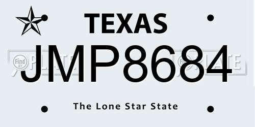 JMP8684 Texas License Plate