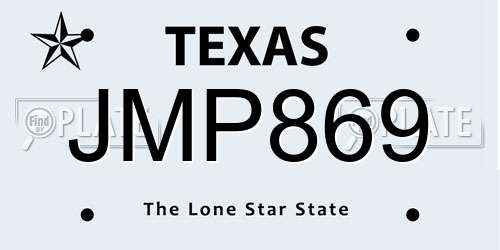 JMP869 Texas License Plate