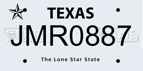 JMR0887 Texas License Plate
