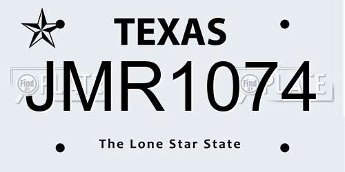 JMR1074 Texas License Plate