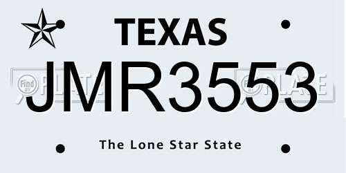 JMR3553 Texas License Plate
