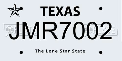 JMR7002 Texas License Plate