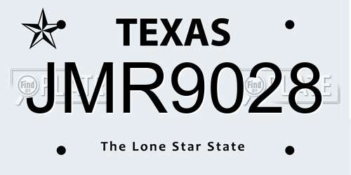JMR9028 Texas License Plate