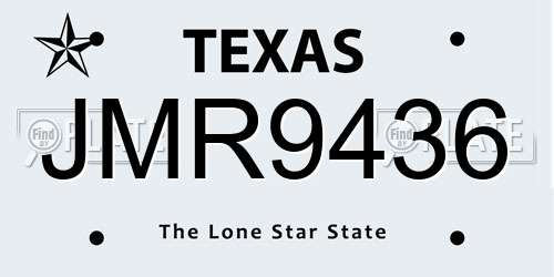 JMR9436 Texas License Plate