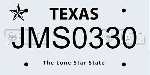 JMS0330 Texas License Plate