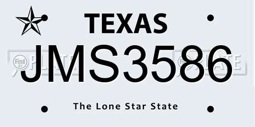 JMS3586 Texas License Plate