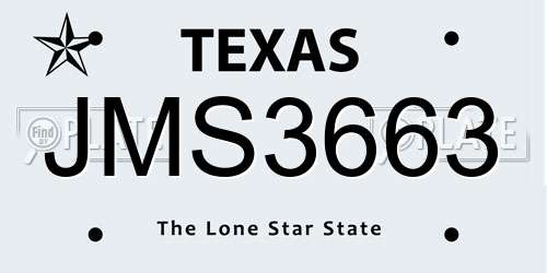 JMS3663 Texas License Plate