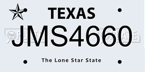 JMS4660 Texas License Plate