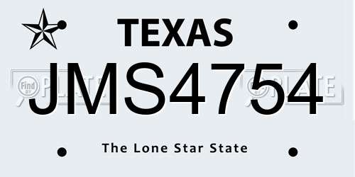 JMS4754 Texas License Plate