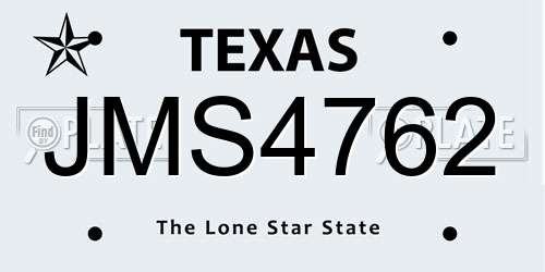 JMS4762 Texas License Plate
