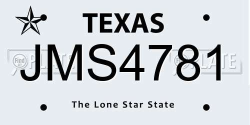 JMS4781 Texas License Plate