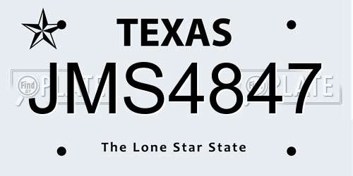 JMS4847 Texas License Plate