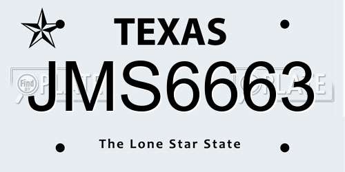 JMS6663 Texas License Plate