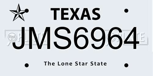 JMS6964 Texas License Plate