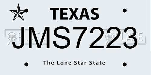 JMS7223 Texas License Plate