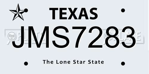 JMS7283 Texas License Plate