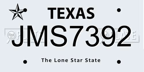 JMS7392 Texas License Plate