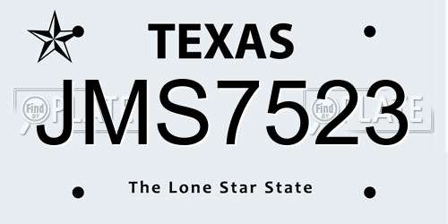 JMS7523 Texas License Plate